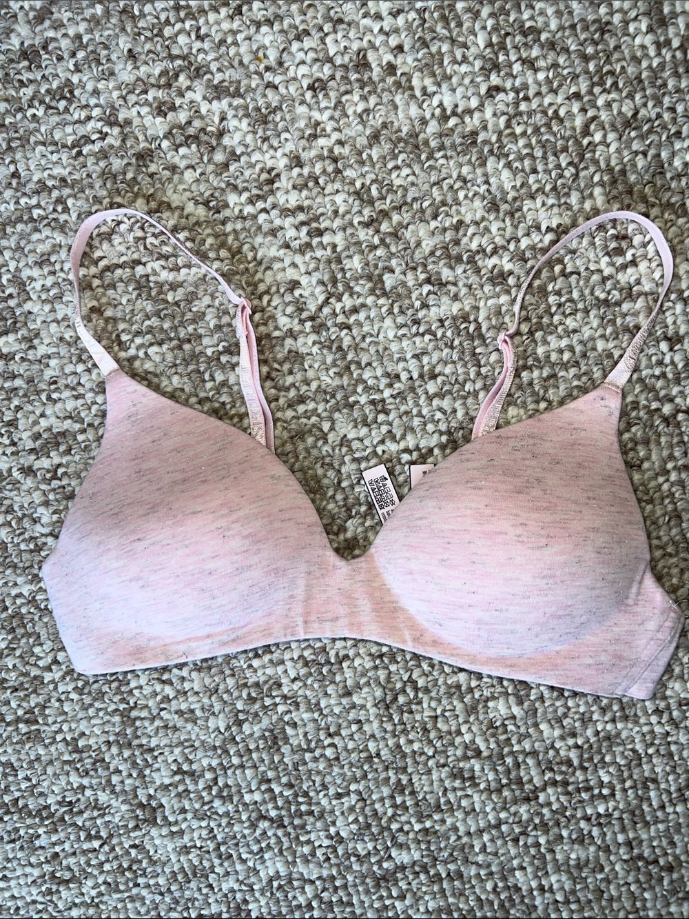 Victoria's Secret Heathered Light Pink T-Shirt Lightly Lined Wireless Bra 34A